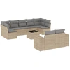 Image de vidaXL Ensemble de salon de jardin 10 pièces avec coussins Beige Poly Rattan