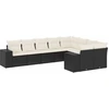 Image de vidaXL Ensemble de salon de jardin 9 pièces avec coussins noir poly rotin