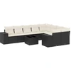 Image de vidaXL Ensemble de 10 canapés de jardin avec coussins noir poly rotin