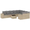 Image de vidaXL Ensemble de salon de jardin 10 pièces avec coussins Beige Poly Rattan