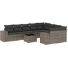 Image de vidaXL Ensemble de salon de jardin 10 pièces avec coussins Gris Poly Rattan