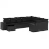 Image de vidaXL Ensemble de 10 canapés de jardin avec coussins noir poly rotin