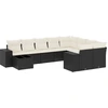Image de vidaXL Ensemble de 10 canapés de jardin avec coussins noir poly rotin