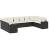 Image de vidaXL Ensemble de 10 canapés de jardin avec coussins noir poly rotin