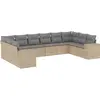 Image de vidaXL Ensemble de salon de jardin 10 pièces avec coussins Beige Poly Rattan
