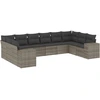 Image de vidaXL Ensemble de salon de jardin 10 pièces avec coussins Gris Poly Rattan
