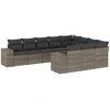 Image de vidaXL Ensemble de salon de jardin 10 pièces avec coussins Gris Poly Rattan
