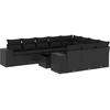 Image de vidaXL Ensemble de salon de jardin 11 pièces avec coussins noir poly rotin