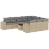 Image de vidaXL Ensemble de salon de jardin 11 pièces avec coussins Beige Poly Rattan