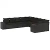 Image de vidaXL Ensemble de 10 canapés de jardin avec coussins noir poly rotin