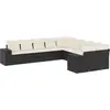 Image de vidaXL Ensemble de 10 canapés de jardin avec coussins noir poly rotin