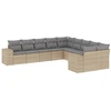 Image de vidaXL Ensemble de salon de jardin 10 pièces avec coussins Beige Poly Rattan