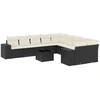 Image de vidaXL Ensemble de salon de jardin 11 pièces avec coussins noir poly rotin