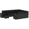 Image de ensemble de salon de jardin 11 pièces avec coussins Noir Poly Rattan