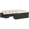 Image de vidaXL Ensemble de salon de jardin 11 pièces avec coussins noir poly rotin