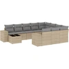 Image de vidaXL Ensemble de salon de jardin 11 pièces avec coussins Beige Poly Rattan