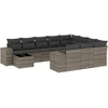 Image de vidaXL Ensemble de salon de jardin 11 pièces avec coussins Gris Poly rotin