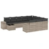 Image de vidaXL Ensemble de salon de jardin 11 pièces avec coussins gris clair Poly rotin