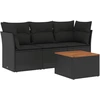 Image de vidaXL Ensemble de salon de jardin 4 pièces avec coussins noir poly rotin