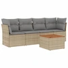 Image de vidaXL Ensemble de salon de jardin 5 pièces avec coussins Beige Poly Rattan