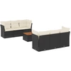 Image de vidaXL Ensemble de salon de jardin 7 pièces avec coussins noir poly rotin