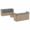Image de vidaXL Ensemble de salon de jardin 7 pièces avec coussins Beige Poly Rattan