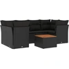 Image de vidaXL Ensemble de salon de jardin 7 pièces avec coussins noir poly rotin