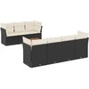 Image de vidaXL Ensemble de jardin canapé 8 pièces avec coussins noir poly rotin