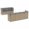 Image de vidaXL Ensemble de jardin canapé 8 pièces avec coussins Beige Poly Rattan