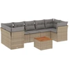 Image de vidaXL Ensemble de jardin canapé 8 pièces avec coussins Beige Poly Rattan