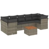 Image de vidaXL Ensemble de jardin canapé 8 pièces avec coussins Gris Poly rotin