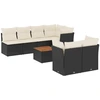 Image de vidaXL Ensemble de jardin canapé 8 pièces avec coussins noir poly rotin