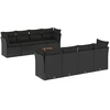 Image de vidaXL Ensemble de salon de jardin 9 pièces avec coussins noir poly rotin