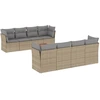 Image de vidaXL Ensemble de salon de jardin 9 pièces avec coussins beige Poly rotin
