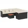 Image de vidaXL Ensemble de salon de jardin 9 pièces avec coussins noir poly rotin