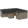 Image de vidaXL Ensemble de salon de jardin 9 pièces avec coussins Gris Poly rotin