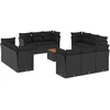 Image de vidaXL Ensemble de 13 canapés de jardin avec coussins noir poly rotin