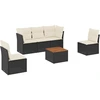 Image de vidaXL Ensemble de salon de jardin 6 pièces avec coussins noir poly rotin