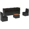 Image de vidaXL Ensemble de salon de jardin 7 pièces avec coussins noir poly rotin
