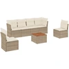 Image de vidaXL Ensemble de salon de jardin 7 pièces avec coussins Beige Poly Rattan