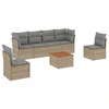 Image de vidaXL Ensemble de salon de jardin 7 pièces avec coussins Beige Poly Rattan