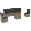 Image de vidaXL Ensemble de salon de jardin 7 pièces avec coussins Gris Poly rotin