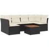 Image de vidaXL Ensemble de salon de jardin 7 pièces avec coussins noir poly rotin