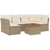 Image de vidaXL Ensemble de salon de jardin 7 pièces avec coussins Beige Poly Rattan