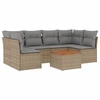 Image de vidaXL Ensemble de salon de jardin 7 pièces avec coussins Beige Poly Rattan