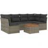 Image de vidaXL Ensemble de salon de jardin 7 pièces avec coussins Gris Poly rotin
