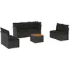 Image de vidaXL Ensemble de jardin canapé 8 pièces avec coussins noir poly rotin