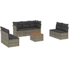 Image de vidaXL Ensemble de jardin canapé 8 pièces avec coussins Gris Poly rotin