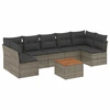 Image de vidaXL Ensemble de jardin canapé 8 pièces avec coussins Gris Poly rotin