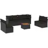 Image de vidaXL Ensemble de salon de jardin 9 pièces avec coussins noir poly rotin
